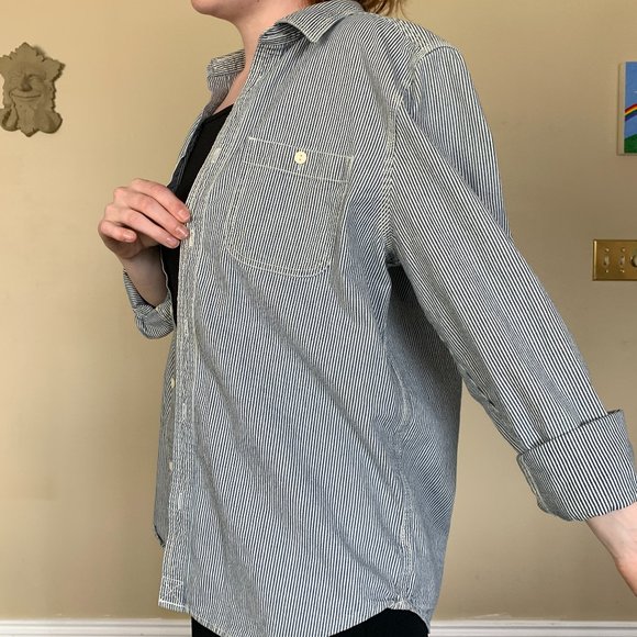 Navy Striped Button-up - Picture 2 of 11